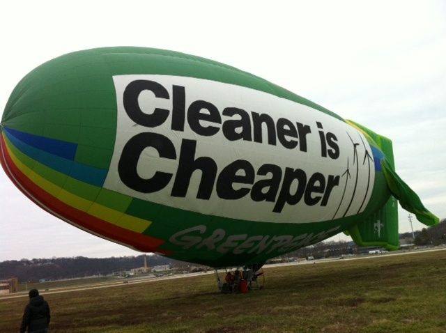 greenpeace cleaner blimp